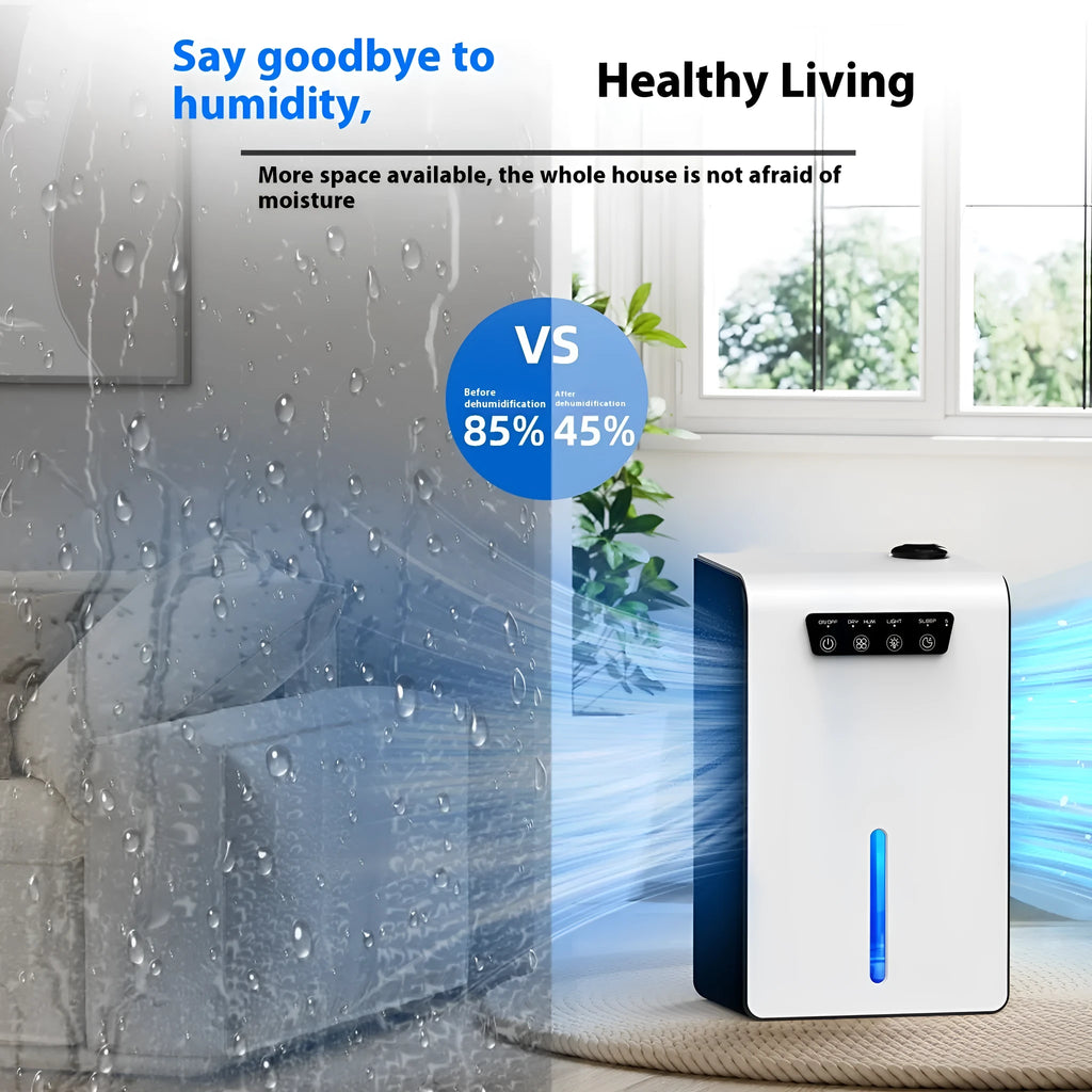 Milky white compact household dehumidifier for 10-20 square metre bedrooms