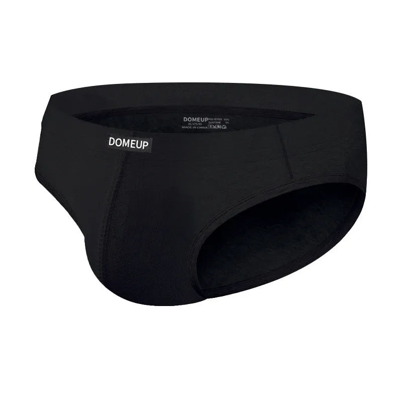 Men's solid colour low-waist polyester briefs on a white background