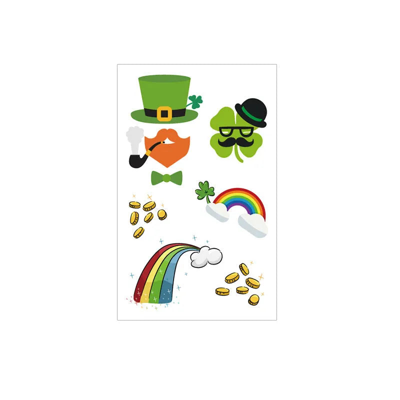 St. Patrick's Day clover design temporary tattoo sticker for children measuring 120 by 75mm