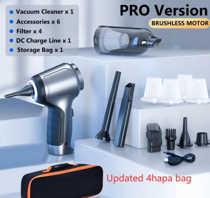 Car mounted brushless handheld vacuum cleaner with 12000Pa suction and charging type power supply