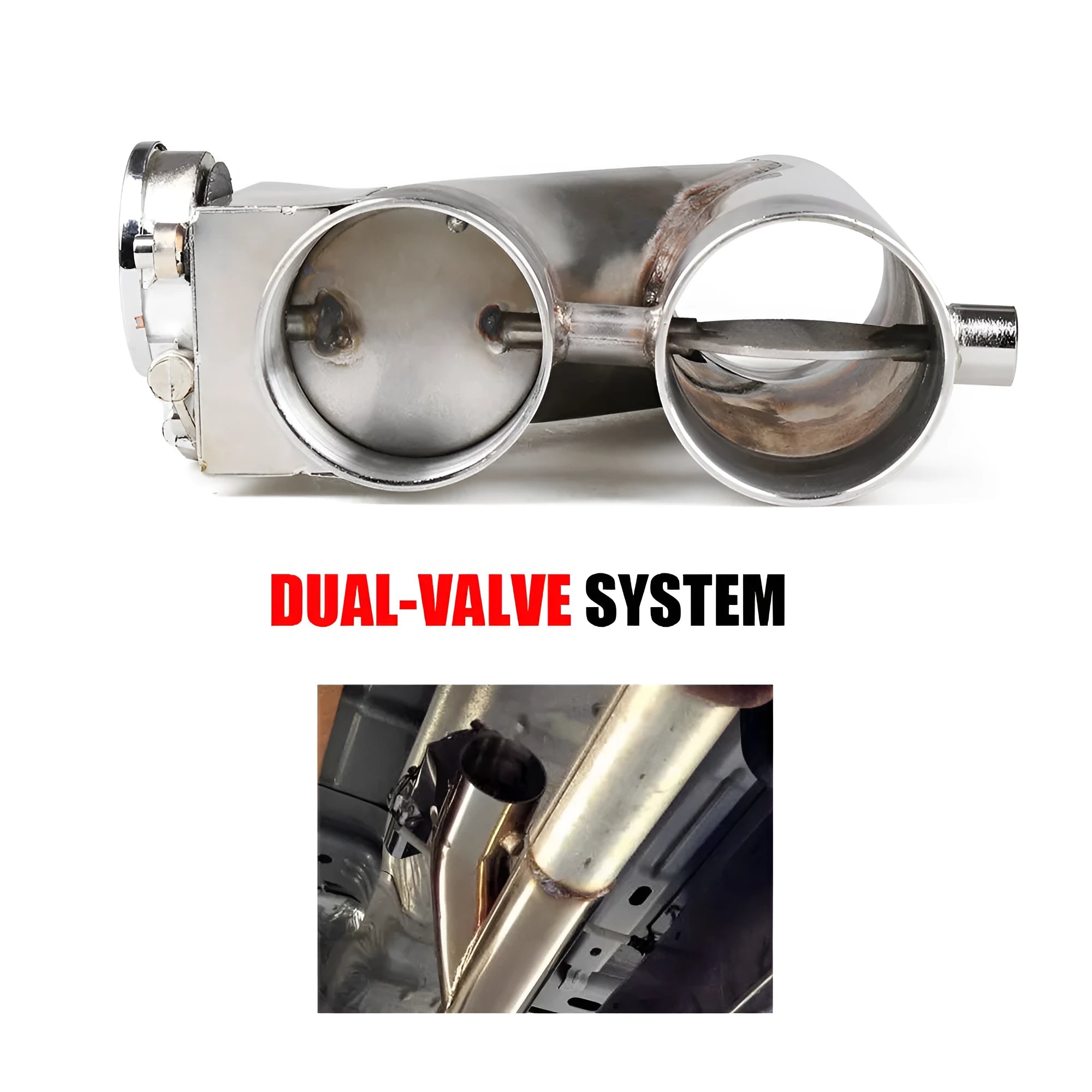 Silver stainless steel electronic control double valve exhaust pipe 290mm length