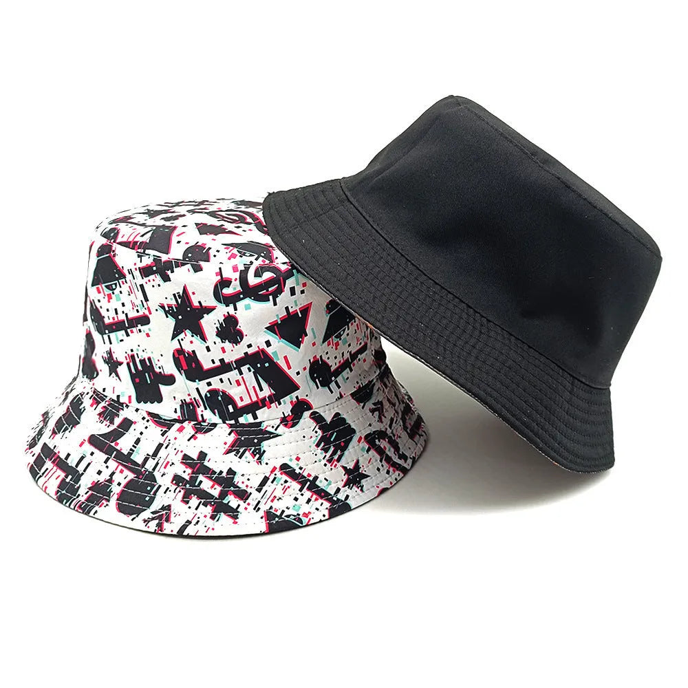 Musical Note Pattern Printing Bucket Hat Dome Crown Polyester Outdoor Travel Size M