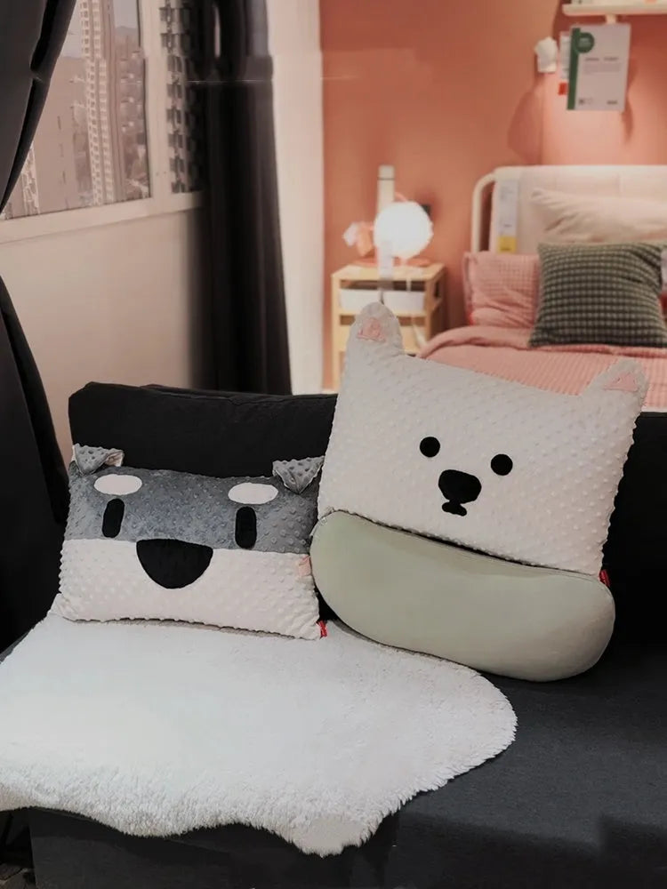 West Highland puppy-shaped cushion measuring 50cm with grey schnauzer or white dog design