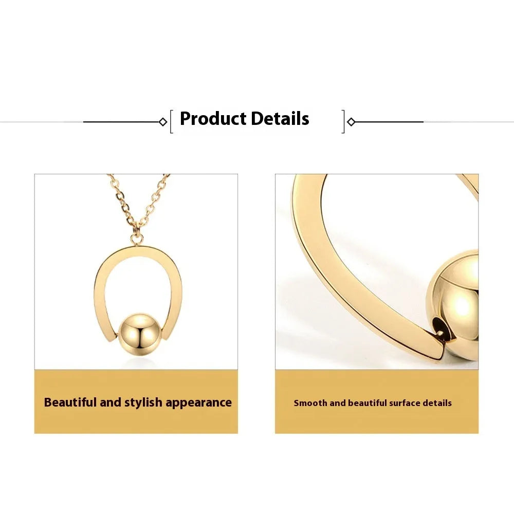 Stainless steel bead chain necklace with geometric pendant on cross chain