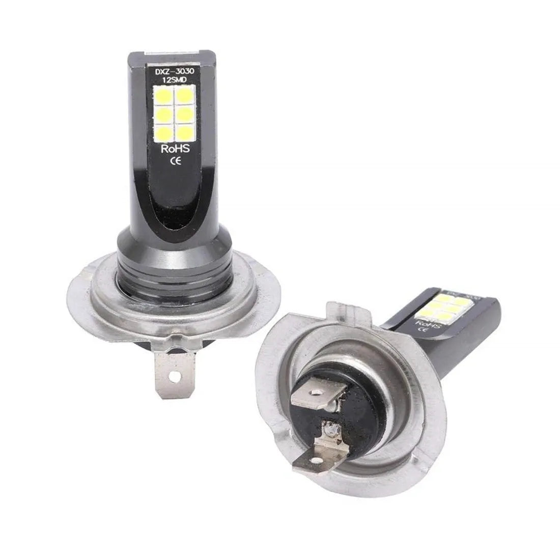H7 automotive LED fog light unit with aluminium housing and 12 visible LED chips