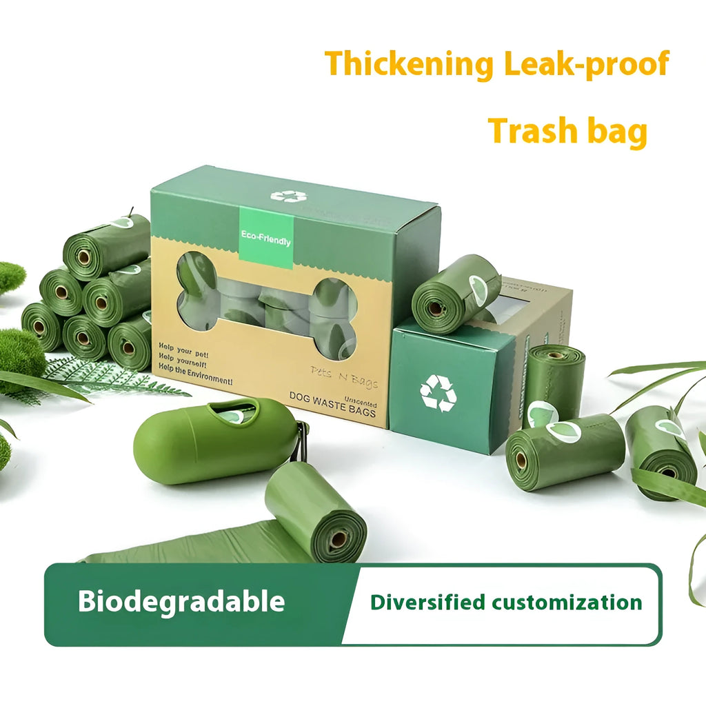 Roll of EPI degradable dog poo bags in green, with optional time capsule dispenser.