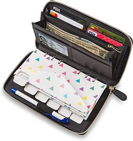 Unisex anti-theft card holder in solid colour PU with multiple card slots, shown in black