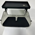 White ABS plastic storage box fitted under the screen of a Tesla Model 3 for small items