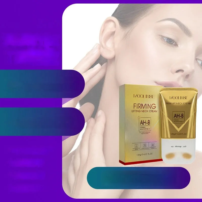 Neck moisturising cream with built-in massage roller for dry skin care