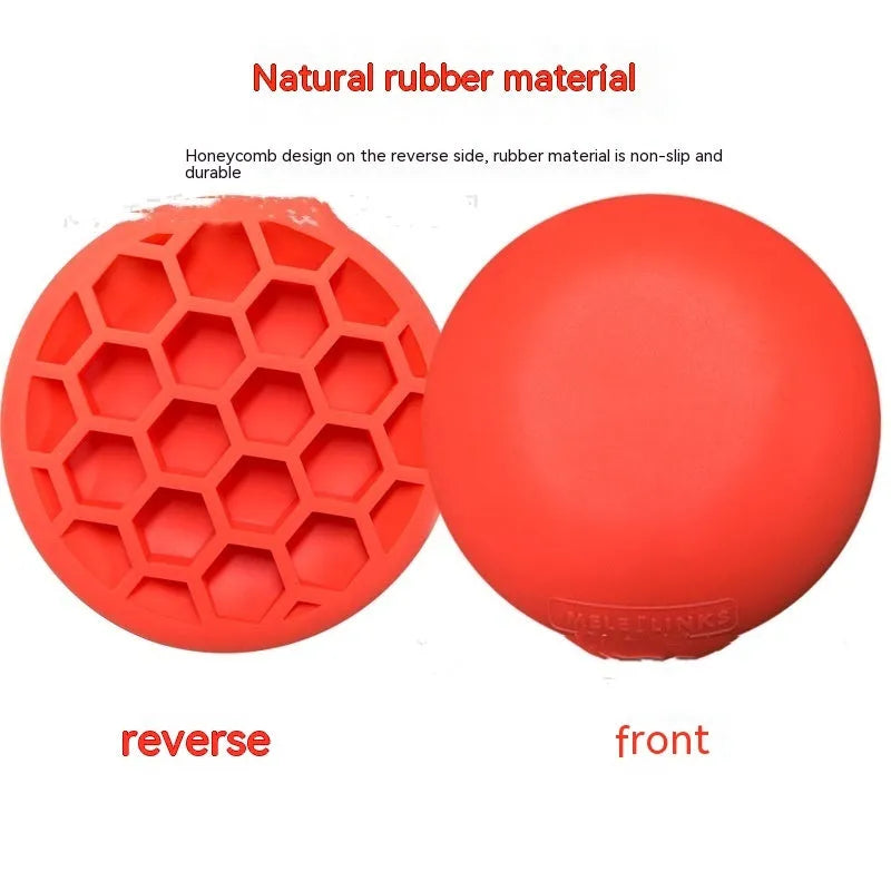 Orange natural rubber golf training mat with centre of gravity trainer for swing practice