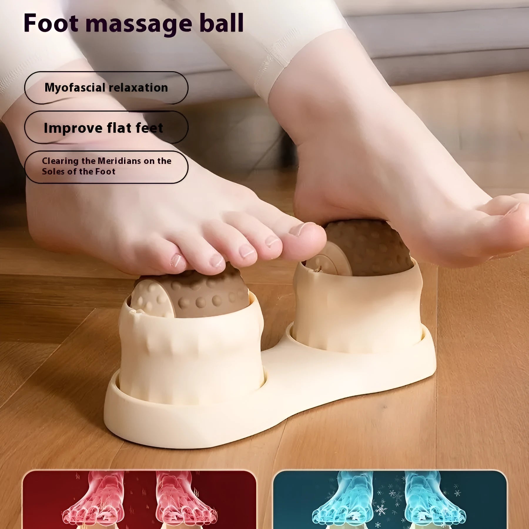 Massage ball set with textured surface for cold and hot compress therapy in caramel mocha colour