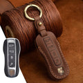 Authentic leather Porsche key cover in retro style for 3 or 4 keys