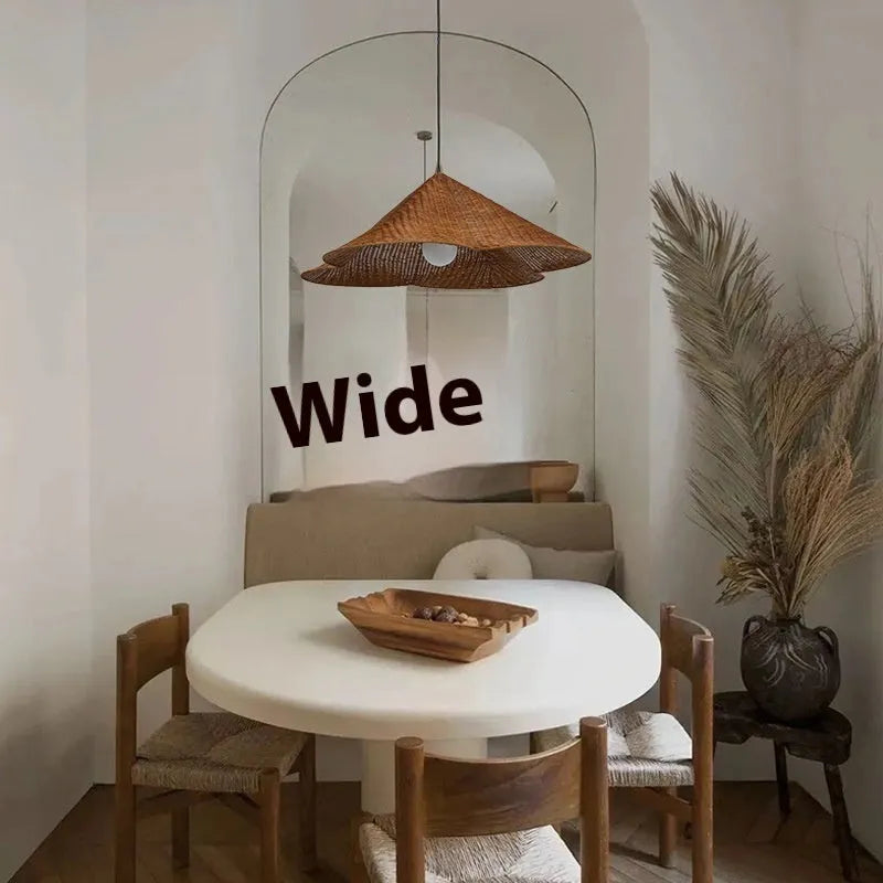 Rattan-weaved ceiling lamp with natural weave pattern, 50cm diameter option