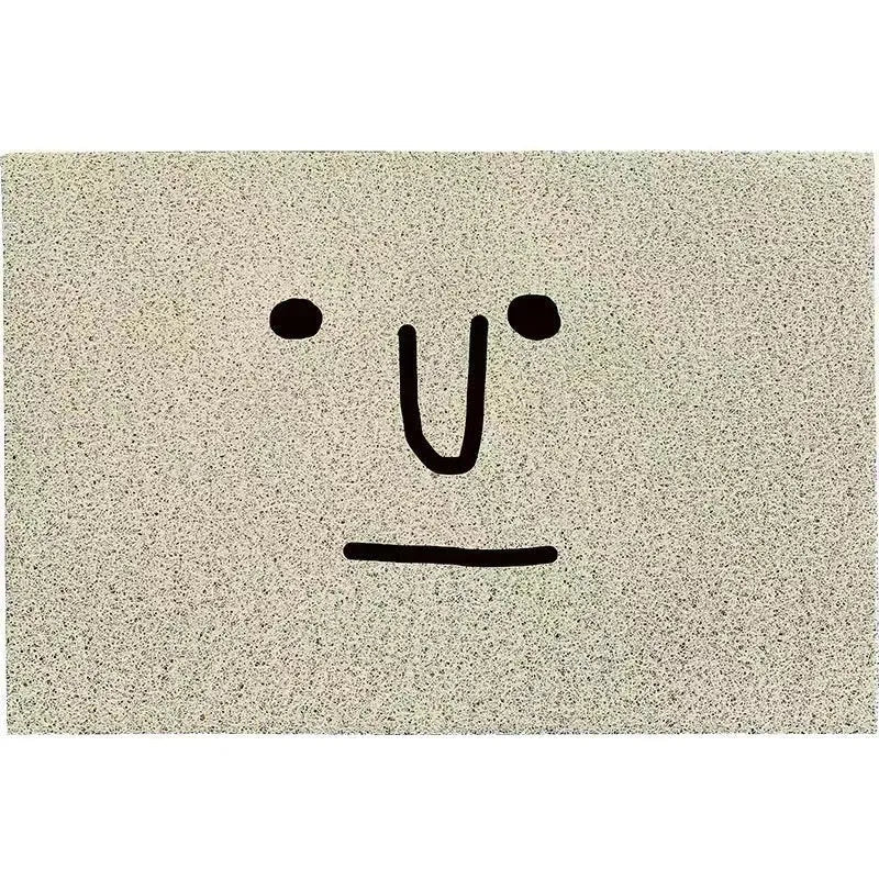 Square PVC floor mat with cartoon facial expression geometric pattern in Mr. Big Nose colour with anti-slip wire ring backing