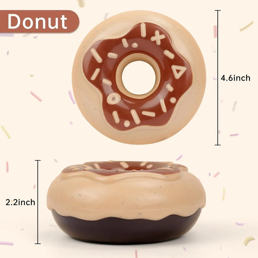 Donut-shaped dog chew toy in Coffee colour with embossed surface on a plain background