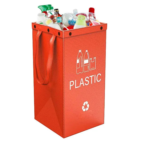 40 litre plastic garbage bag in assorted colours for waste classification and recycling storage.