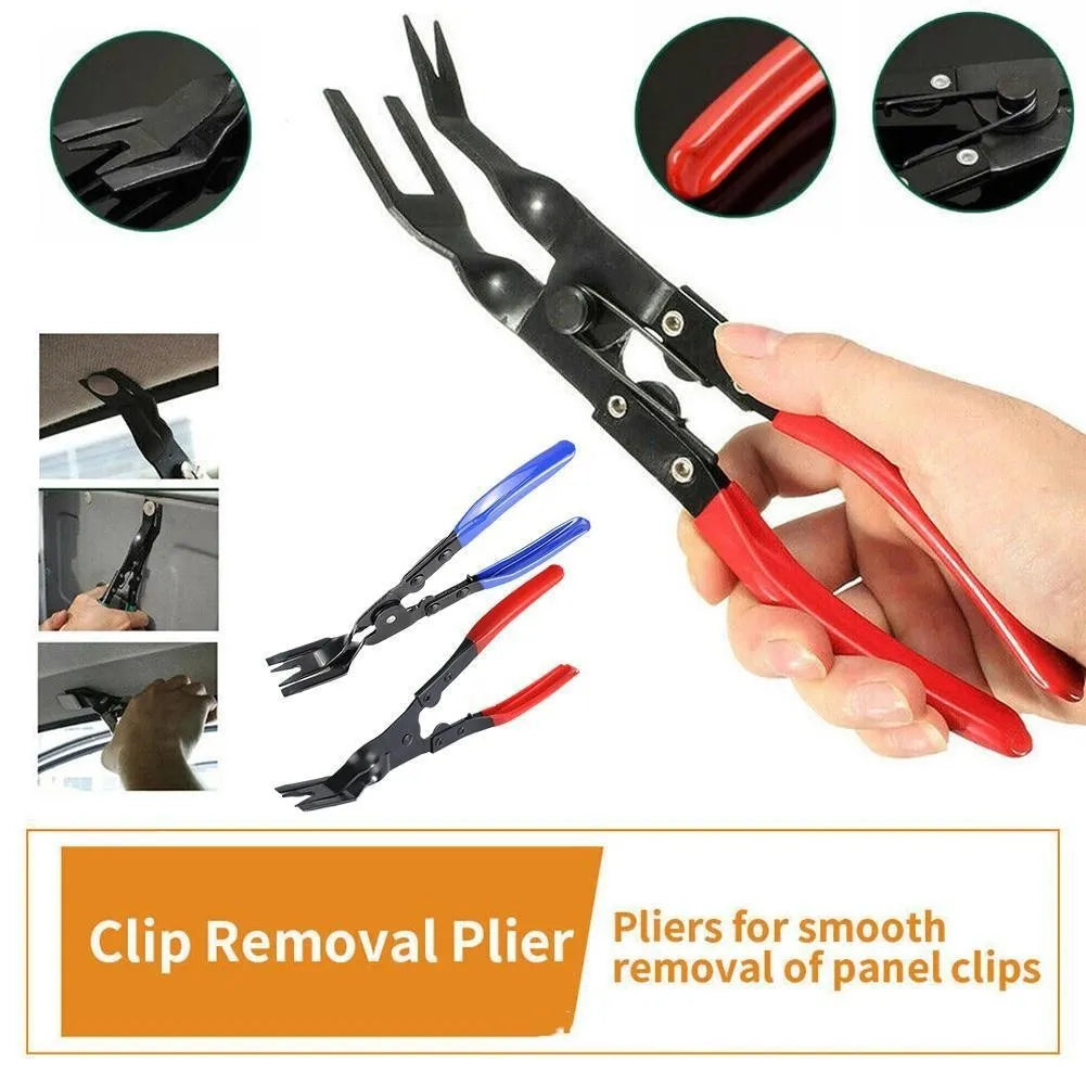 Blue car door panel separator pliers with 240mm drop forged steel construction for interior clamp removal