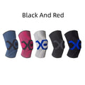 Men's black and grey silicone knee pads for running and cycling protection shown from the side.