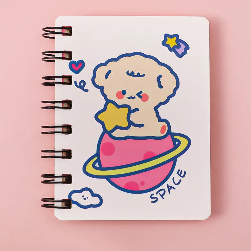 Astronaut Flipped Portable Pocket Notebook with space-themed cover design showing 10.5cm x 8cm dimensions
