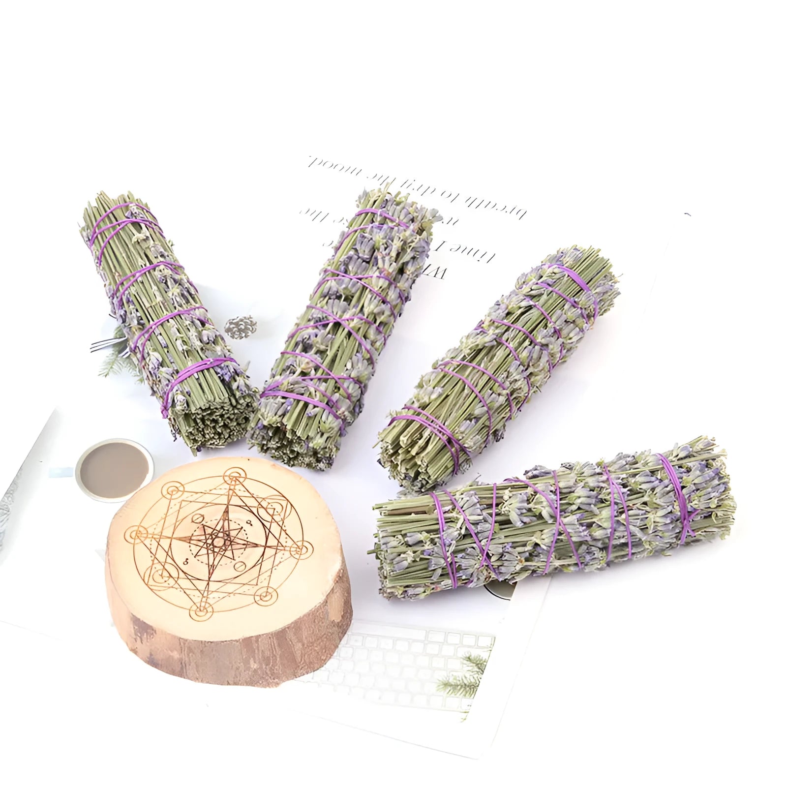 A 4-inch long natural dried flower aromatherapy stick with lavender fragrance.