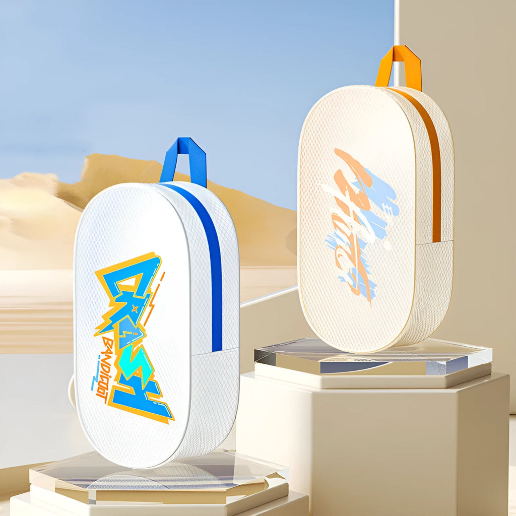 Orange EVA waterproof storage bag for swimming in small 3L and large 7L sizes.