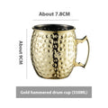 Stainless steel Moscow mule cup with copper-plated finish in hammer point design