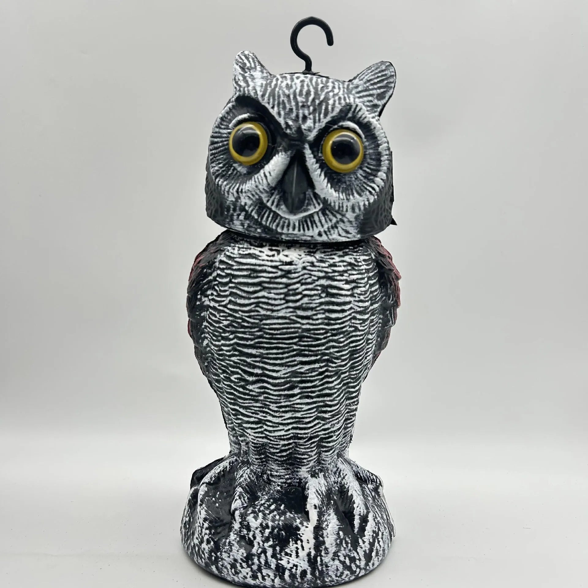 Plastic artificial owl bird deterrent ornament with shaking head design for outdoor pest control