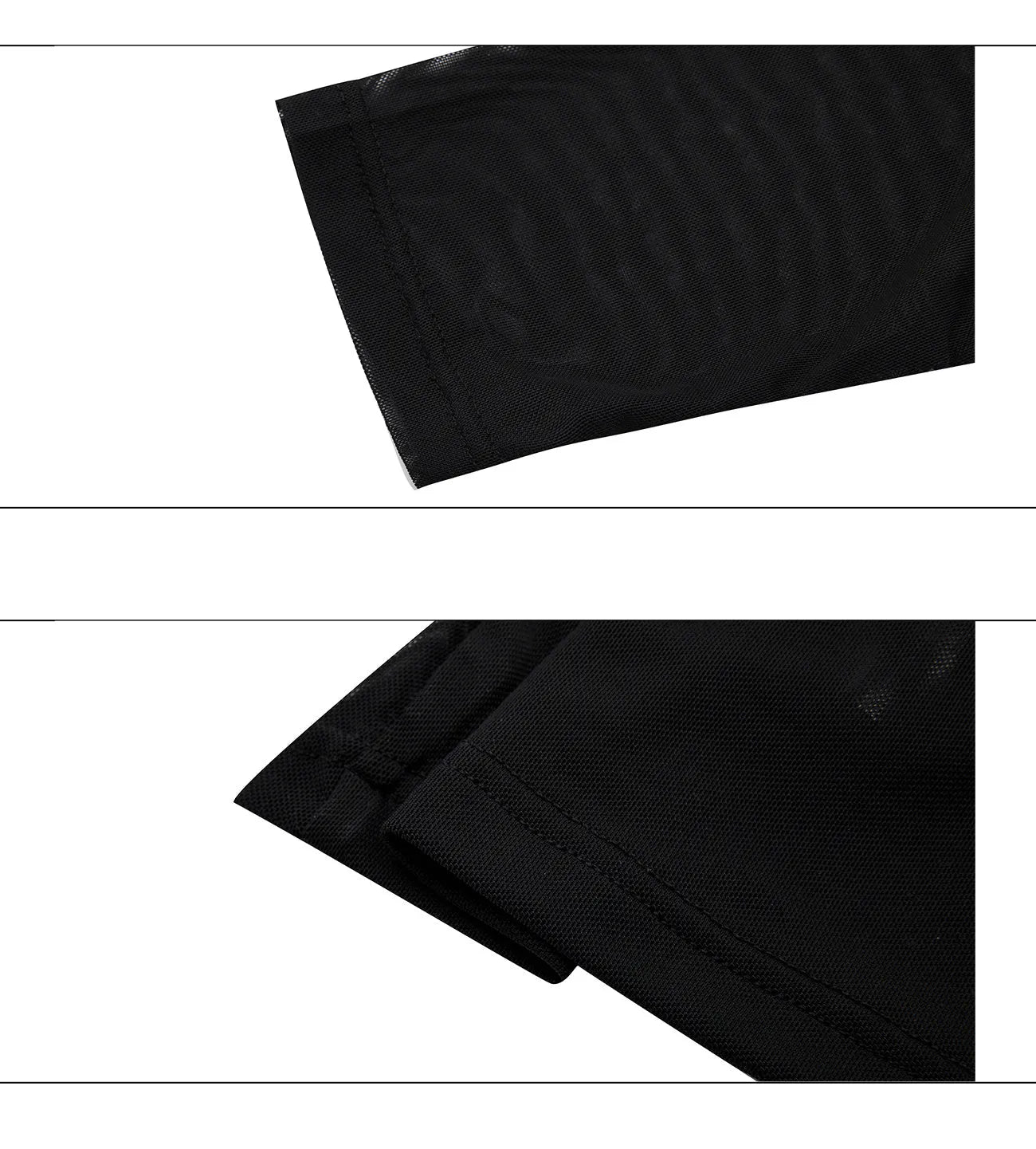 Black and white mesh ice-feel slim fit long sleeve bottoming shirt for layering