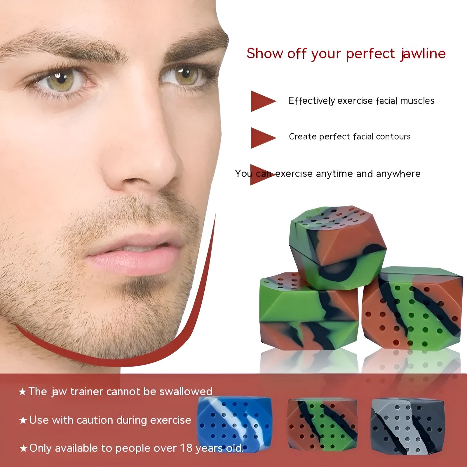 Camouflage pattern facial muscle fitness balls for masseter exercise and jaw training