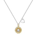 925 silver sunflower necklace with geometric daisy pendant on cross chain, adjustable 21-50cm length