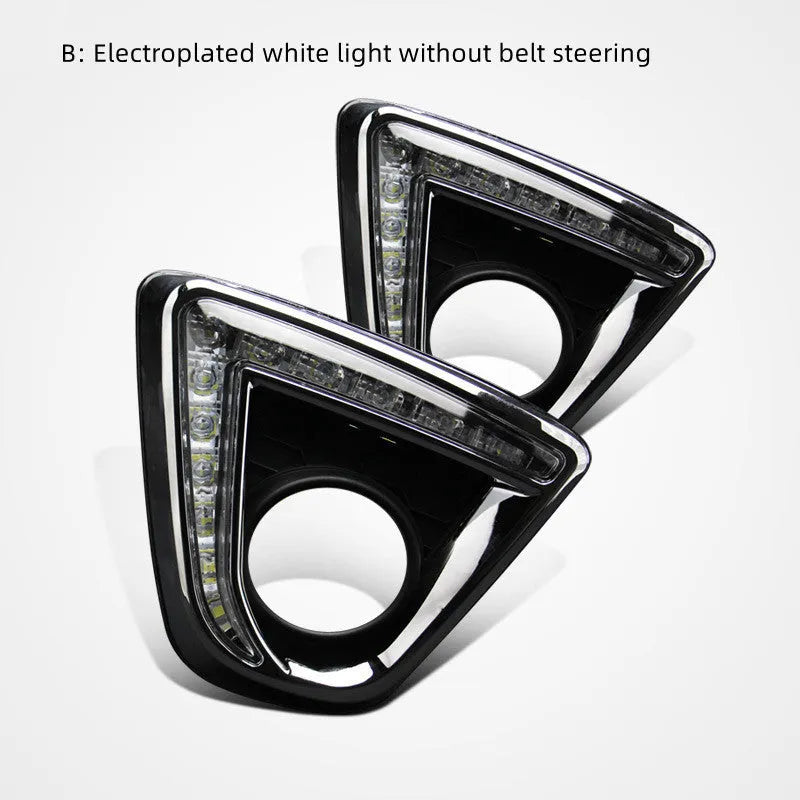 Pair of LED daytime running lights for Mazda CX-5 with electroplated housing.