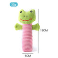 Dog squeaky plush chew toy in animal shape with massaging texture for dental care, 19cm length