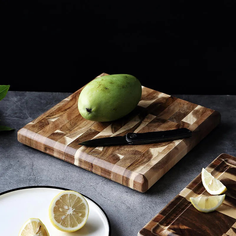 Brown acacia wood parquet cutting board 3cm thick for kitchen chopping