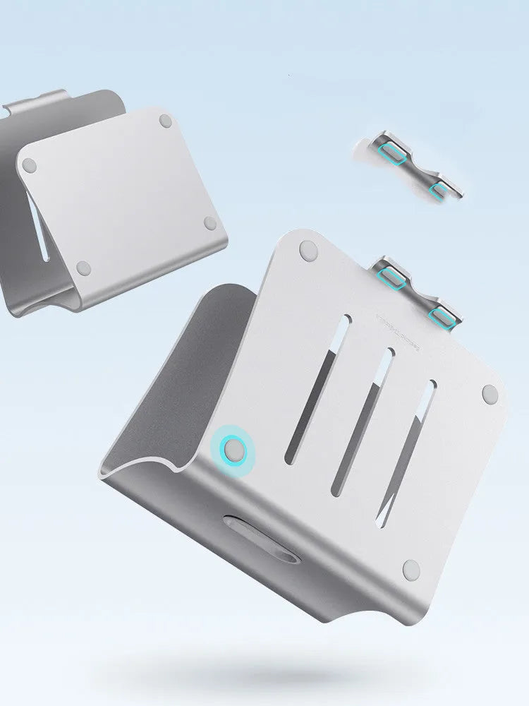 Aluminium notebook cooling bracket with rotary design in grey and silver colour options