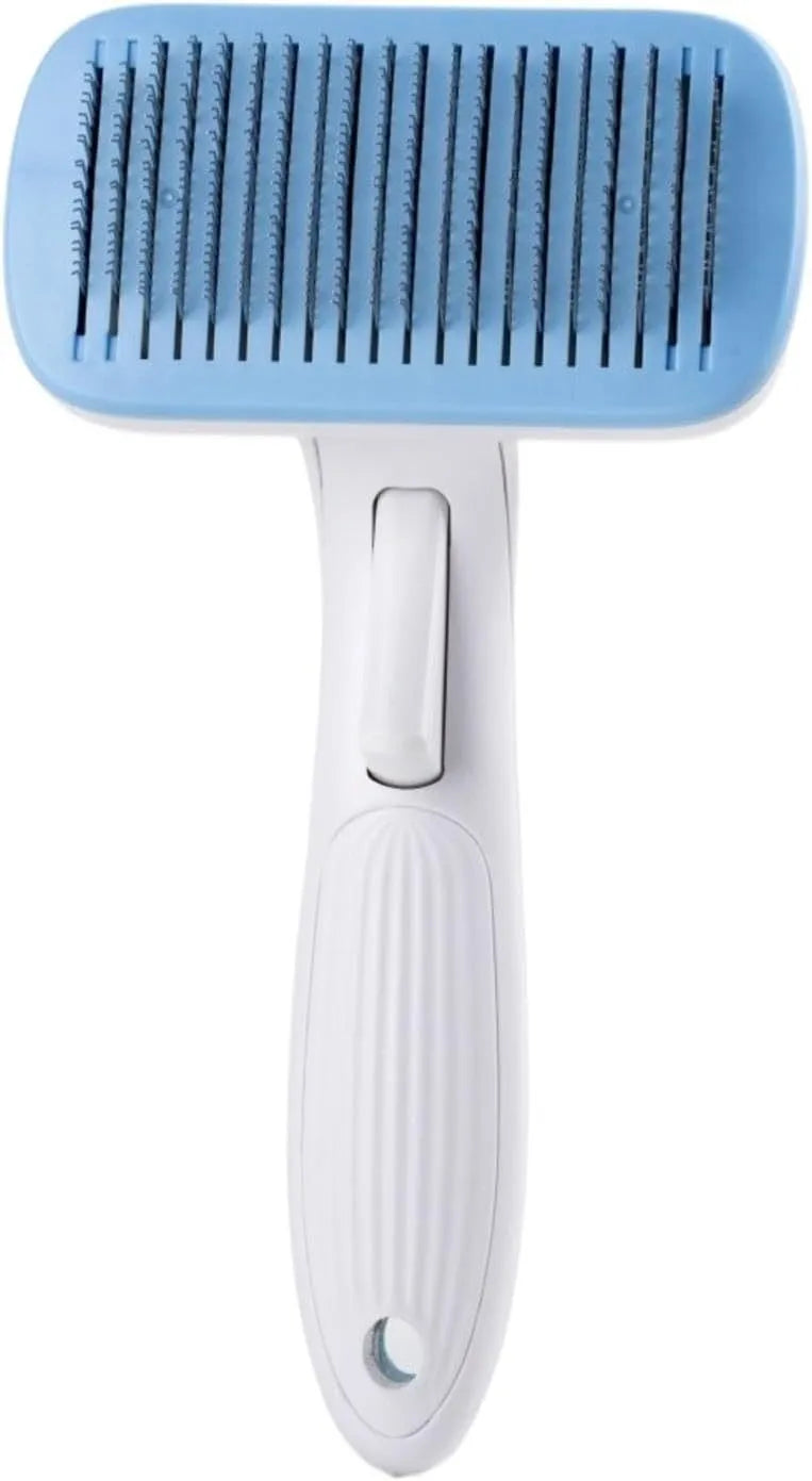 Automatic pet hair removal comb with one-click needle system in blue colour