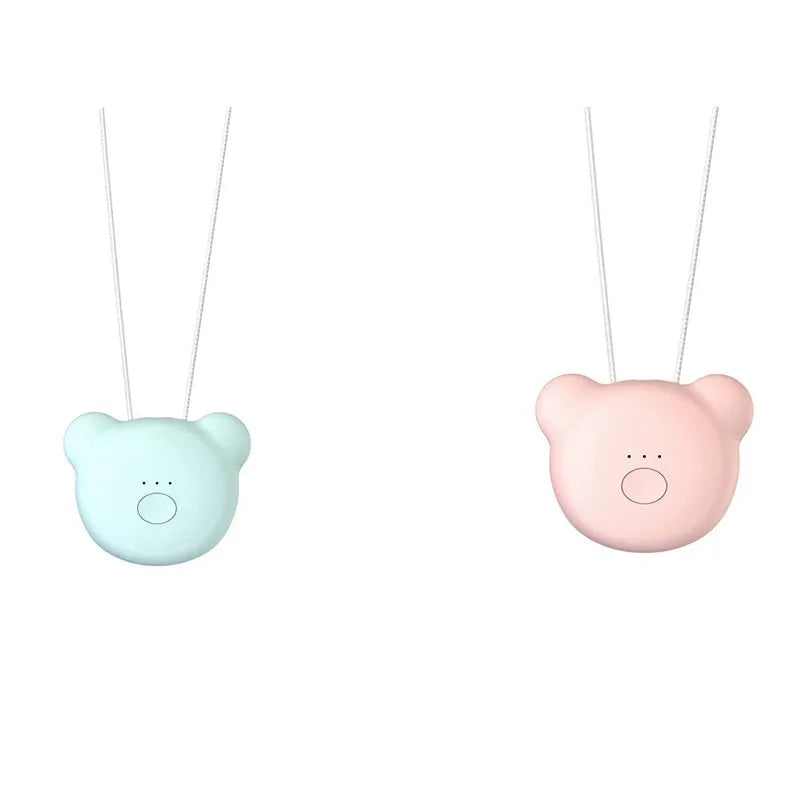 Compact pink USB air purifier necklace with negative ion technology and USB charging port
