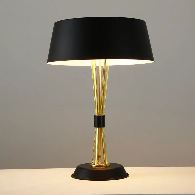 Iron creative European style table lamp, 35x66cm, black finish with LED light source on a desk