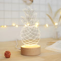 Wood and acrylic pineapple-shaped bedside lamp with dimmable LED light and USB power cable