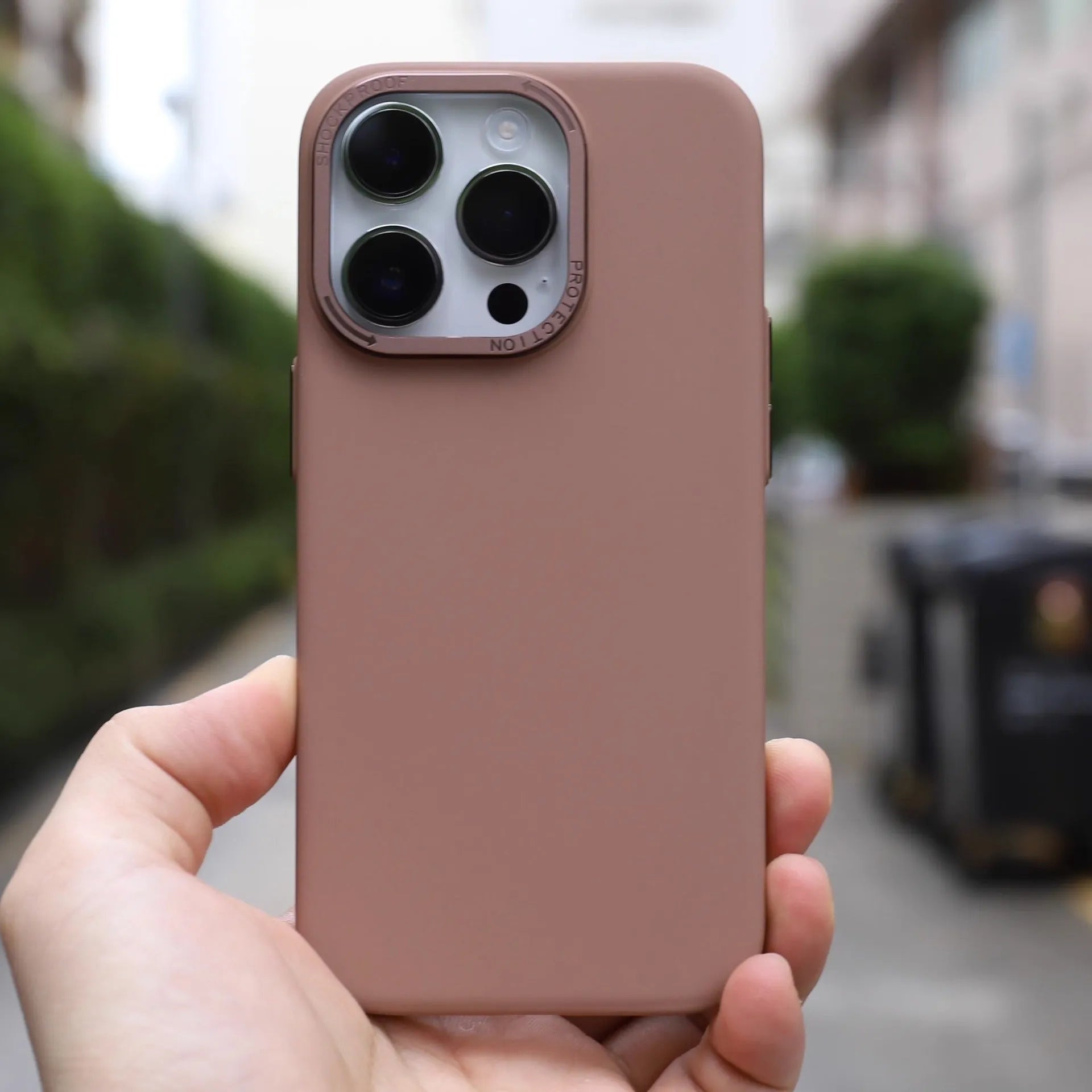Gray frosted PC phone case for iPhone 15 Pro Max with invisible magnetic suction ring
