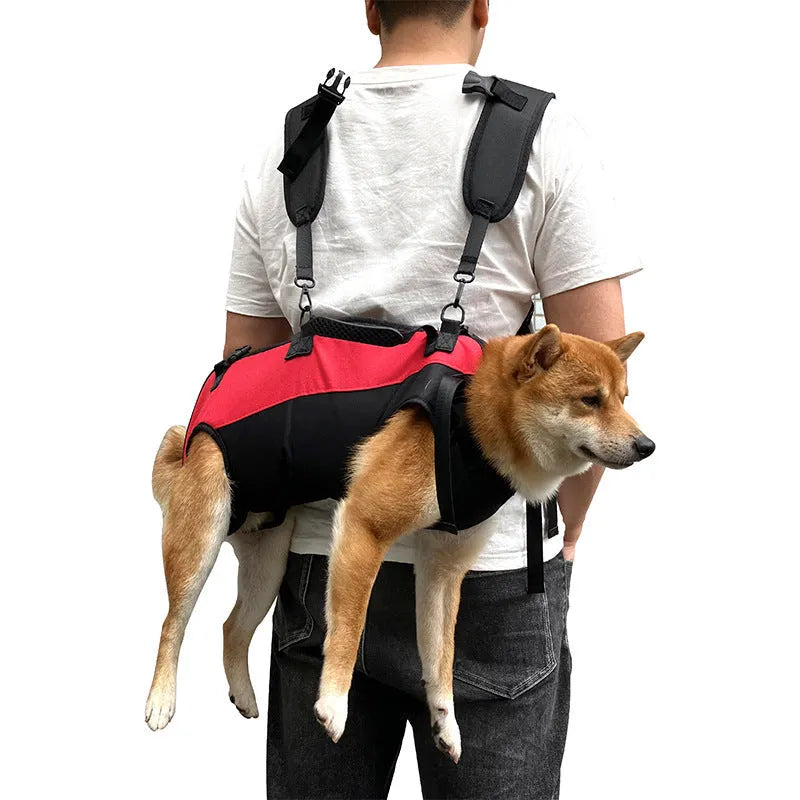 Multifunctional soft Oxford cloth pet backpack in black for outdoor walking, 50L capacity