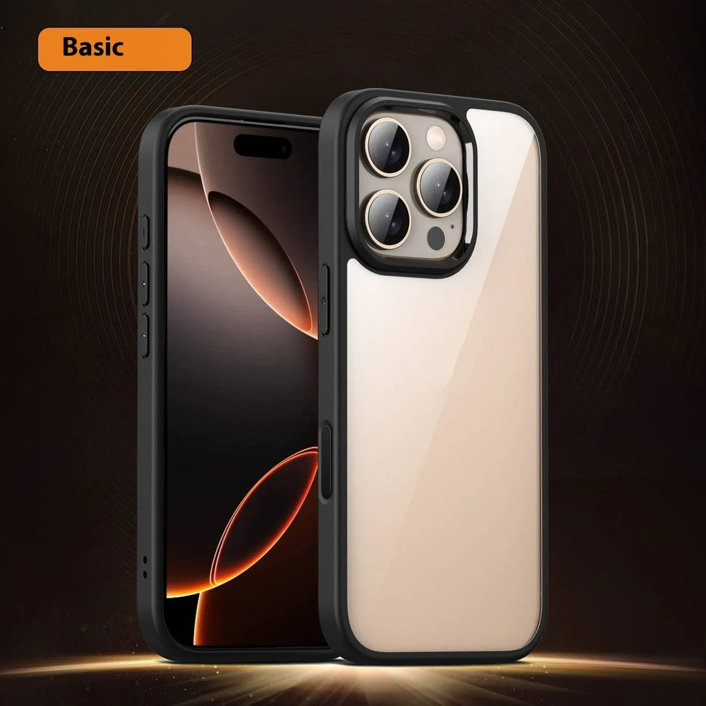 Transparent black TPU PC magnetic drop-resistant phone case for iPhone 16 series with airbag corners