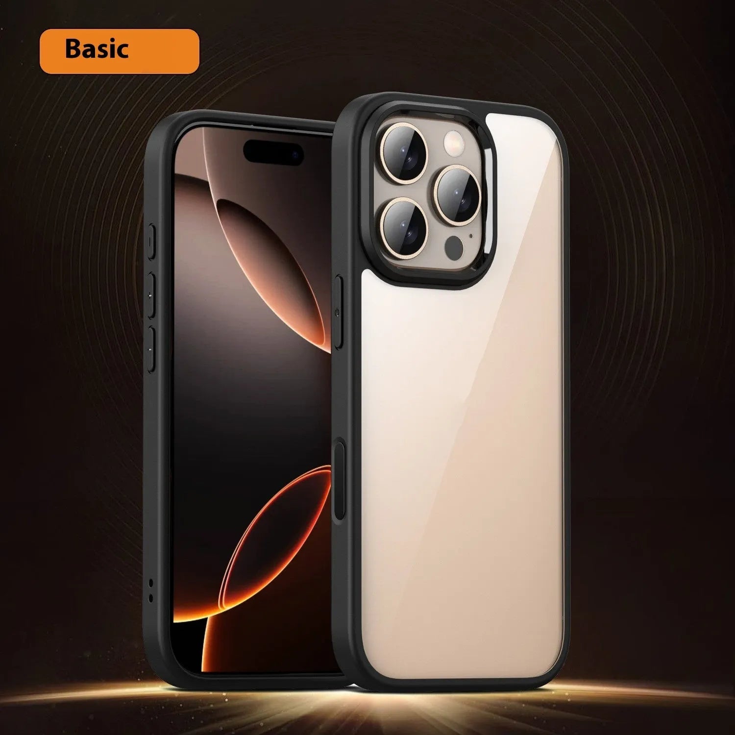 Transparent black TPU PC magnetic drop-resistant phone case for iPhone 16 series with airbag corners