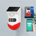 Solar-powered infrared alarm detector for outdoor security with remote control