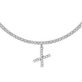 Personalised diamond letter necklace with rhinestone pendant on claw chain in gold finish