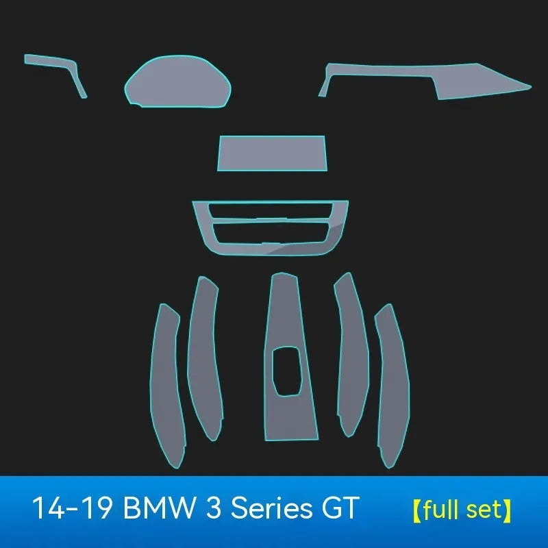 Transparent TPU car protective film for BMW 3 Series central control and gear area