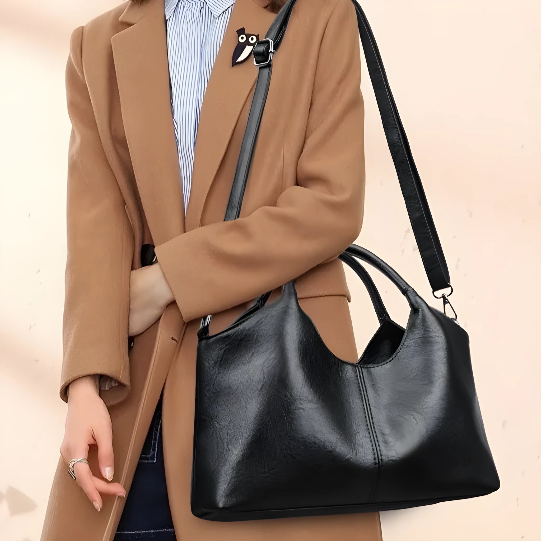 Genuine leather cross-body bag for women, large capacity, soft, available in eight colours