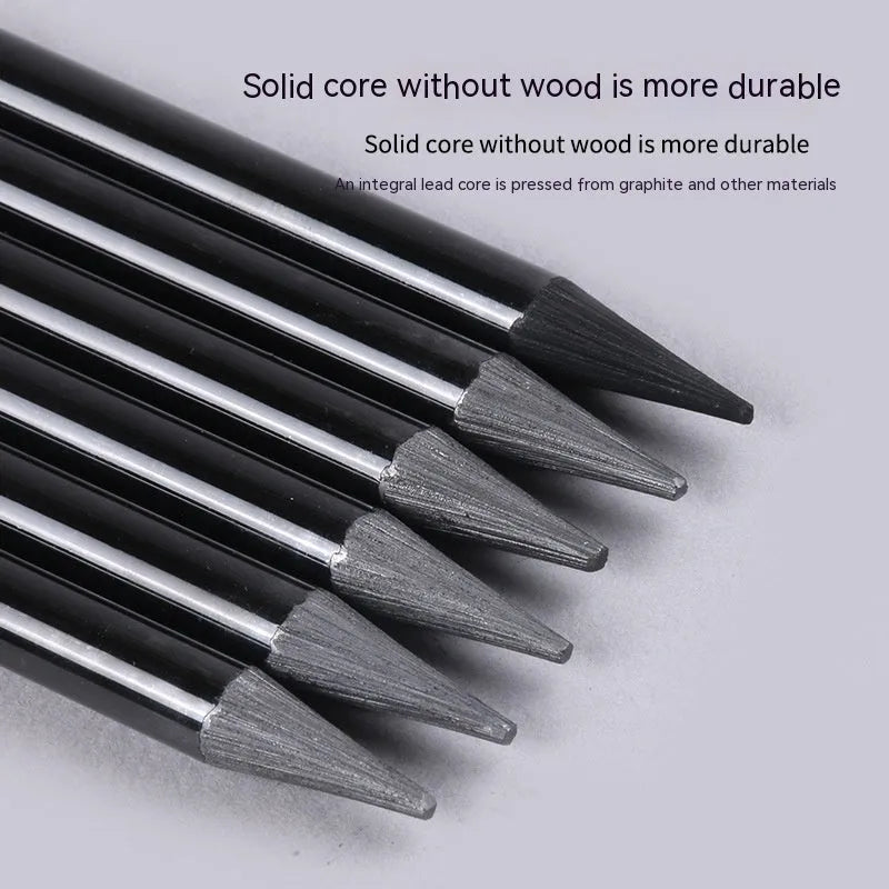 Set of nine graphite and carbonised wooden drawing pencils displayed on a suction card packaging.