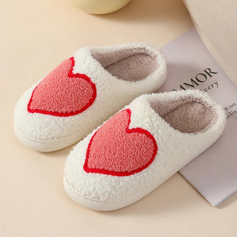 Women's plush cartoon love style slippers with non-slip PVC sole in Big Love colour.
