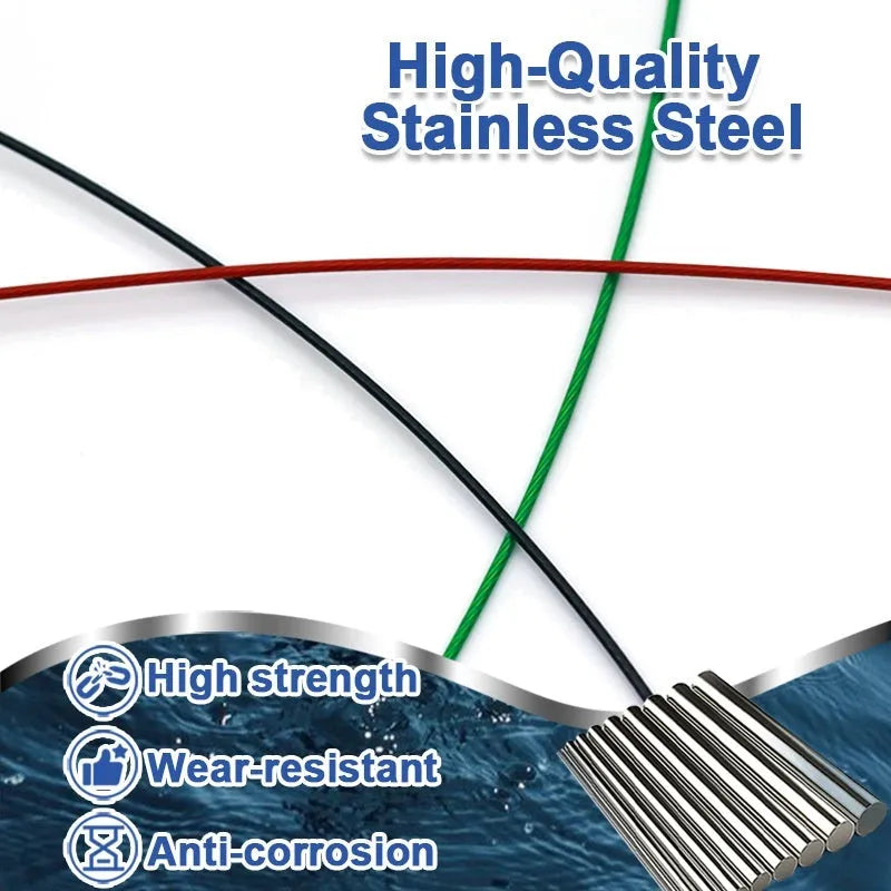Ten coiled green steel wire fishing traces with double buckle pins, each measuring 54cm long.