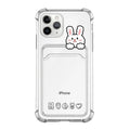 Transparent cartoon design phone case with card holder slot for Apple iPhone